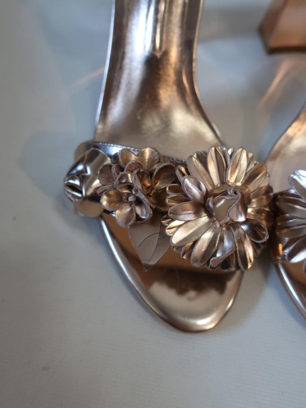 Sophia Webster Rose Gold Floral Ankle-Strap Block Heel Sandals - Picture 3 of 14